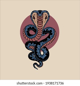 vintage cobra tattoo vector design