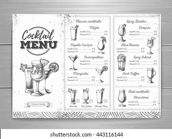 Vintage cocktail menu design.