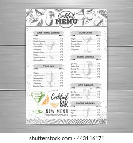 Vintage cocktail menu design.