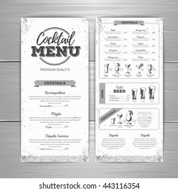 Vintage Cocktail Menu Design.