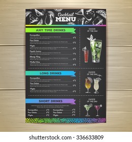 Vintage cocktail menu design. Document template