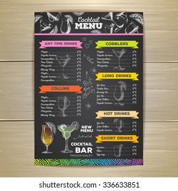 Vintage cocktail menu design. Document template