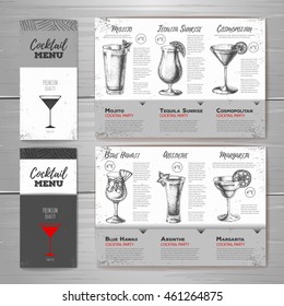 Vintage cocktail menu design. Document template