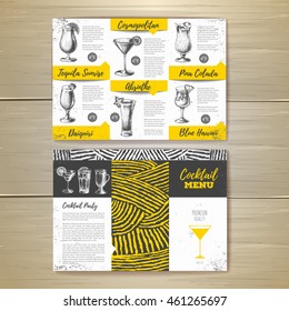 Vintage cocktail menu design. Document template