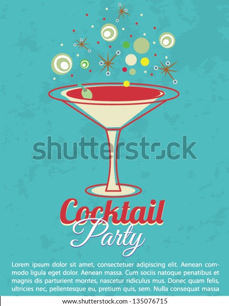 Vintage Cocktail Party Invitation Poster Stock Vector Royalty Free 135076715