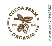 Vintage cocoa bean, cocoa plant logo icon vector template
