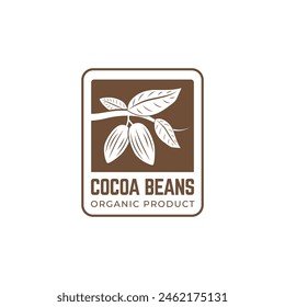 Vintage cocoa bean, cocoa plant logo icon vector template