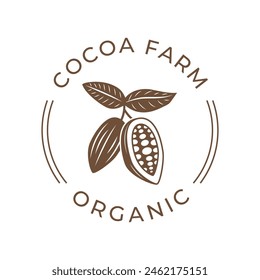 Vintage cocoa bean, cocoa plant logo icon vector template
