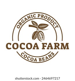 Vintage cocoa bean, cocoa plant logo icon vector template