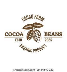 Vintage cocoa bean, cocoa plant logo icon vector template