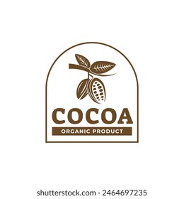 Vintage cocoa bean, cocoa plant logo icon vector template