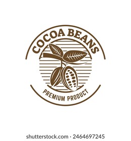 Vintage cocoa bean, cocoa plant logo icon vector template