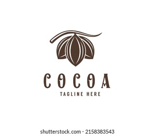 Vintage Cocoa Branch Logo, Cocoa Bean, Cocoa Plant Logo Icon Vector Template