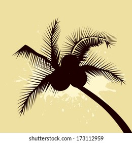 Vintage with coconut palm. Vector