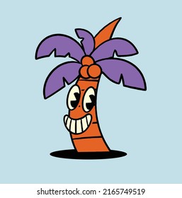 Vintage Coconut Tree Mascot Vector Illustration Stock Vector (Royalty ...