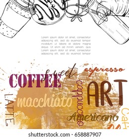 Vintage coffee backgrounds. Menu for restaurant, cafe, bar, coffeehouse.