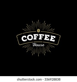 Vintage coffee badge. Sign or label for cafe, restaurant. Vector illustration.