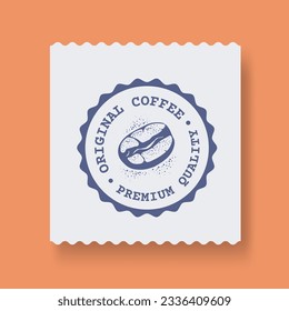 Vintage coffee bean label. Retro package stamp. Vector illustration