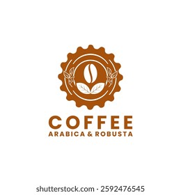 Vintage Coffee Bean logo design. Coffee label logo design icon.