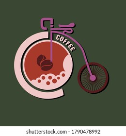 Diseño vectorial vintage de bicicletas de café. Concepto de diseño gráfico para cafés 