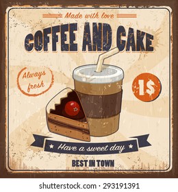 Vintage coffee and cake - vector background