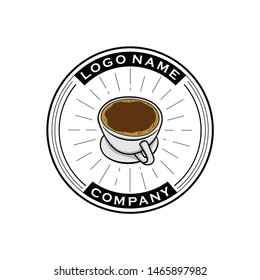 Vintage Coffee Circle logo badge retro hipster modern and tea for lover