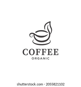 Vintage Coffee Cup with Leaf Logo design