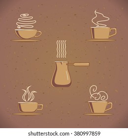 Vintage coffee cup set. vector illustration