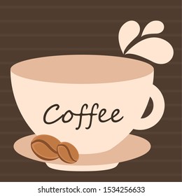 Vintage coffee cups poster with text - Vector illustration