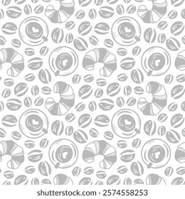 Vintage Coffee Doodle Pattern background. cafe pattern background. Cafe Themed Coffee Bean Pattern background. Coffee and Cafe pattern background.