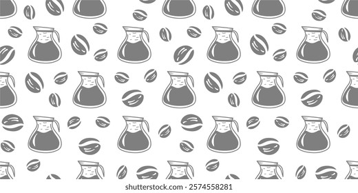 Vintage Coffee Doodle Pattern background. cafe pattern background. Cafe Themed Coffee Bean Pattern background. Coffee and Cafe pattern background.