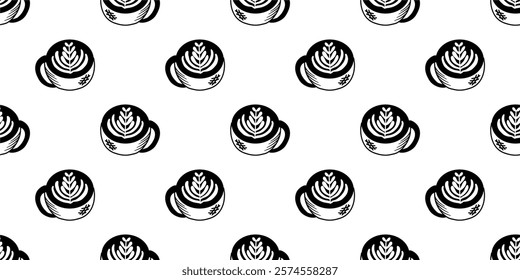 Vintage Coffee Doodle Pattern background. cafe pattern background. Cafe Themed Coffee Bean Pattern background. Coffee and Cafe pattern background.