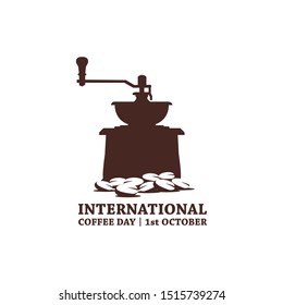 Vintage coffee grinder concept for international coffee day food event vector design illustration