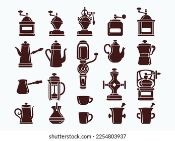 Vintage coffee grinder icon collection