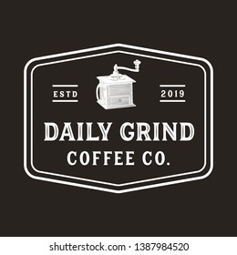 Vintage Coffee Grinder Logo - Vintage, antique style logo for coffee shop and roaster