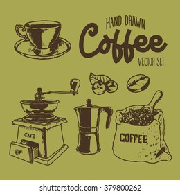 vintage coffee hand drawn for design,vector illustration