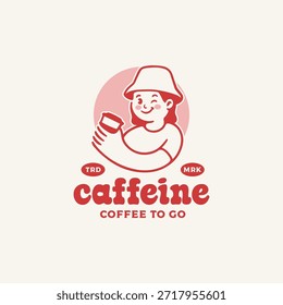 Ilustración del logotipo de la mascota dibujada a mano del café de Antiguas