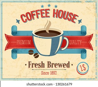 Vintage Coffee House card. Vector illustration.