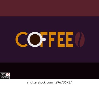 Vintage Coffee illustration Element. For shop, package, presentation, web usage, poster, advertisement, card, cafe, menu or other usage. Eps 10. Maroon colors, dark background
