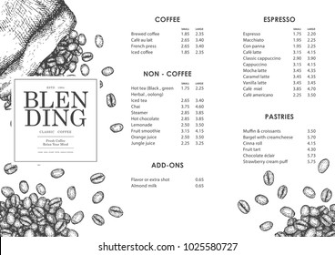 Vintage coffee illustration for poster or menu template.Use by Pen & Ink Sketch Drawing Technique.Vector & illustration.