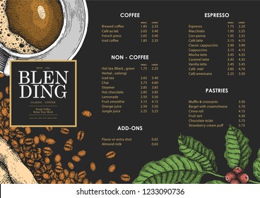 Vintage Coffee Illustration For Poster Or Menu Template.