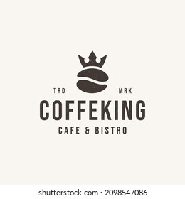 Vintage coffee of king premium logo, with flat style logo template