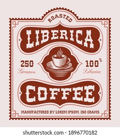 A vintage coffee label, this design can be used as a coffee beans package.