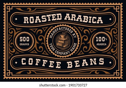 A vintage coffee label, this design is perfect for coffee beans package