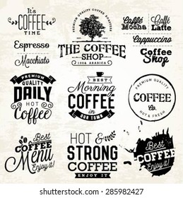 Vintage Coffee Labels, Badges and Typographic Elements