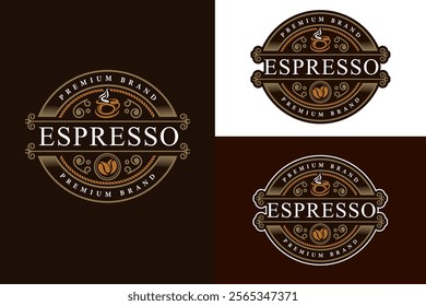 Vintage Coffee logo Design Template. Retro vintage insignia. Retro coffee badge.Caffeine Vector illustration