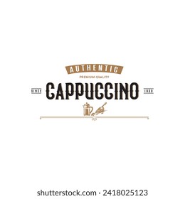 Vintage Coffee Logo, Coffee Restaurant, Flat Vector Logo Design Template, Vector, Retro Logo, Vintage Logo, Old Style, Coffee Beans, Cappuccino, Gourmet