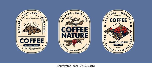 diseño de conjunto de logotipo de café vintage