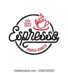 Vintage Coffee logo template. Caffeine logotype. Retro vintage insignia. Retro coffee badge. Vector illustration