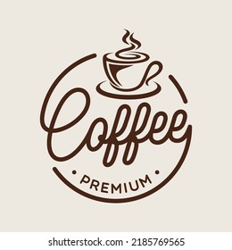 Vintage Coffee logo template. Caffeine logotype. Retro vintage insignia. Retro coffee badge. Vector illustration